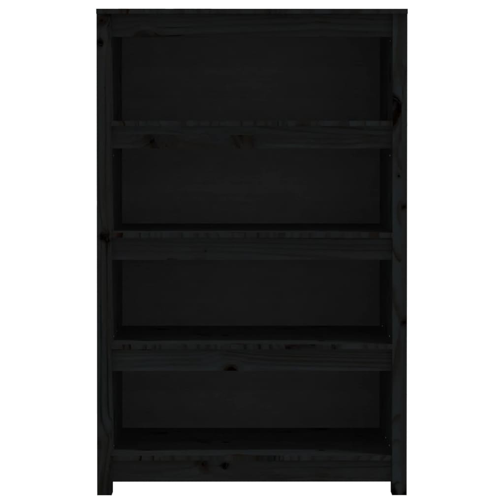 Libreria Nera 80x35x126 cm in Legno Massello di Pino | homemem39