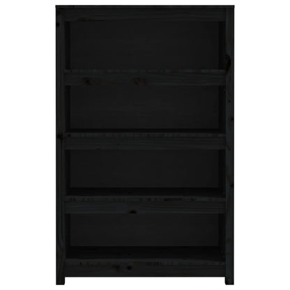 Libreria Nera 80x35x126 cm in Legno Massello di Pino