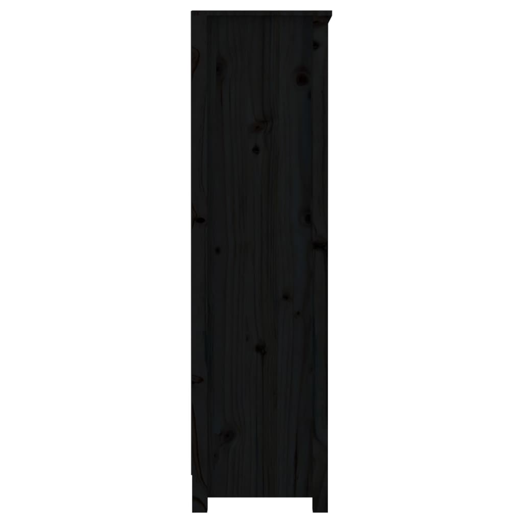Libreria Nera 80x35x126 cm in Legno Massello di Pino | homemem39