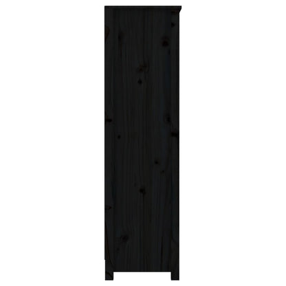 Libreria Nera 80x35x126 cm in Legno Massello di Pino