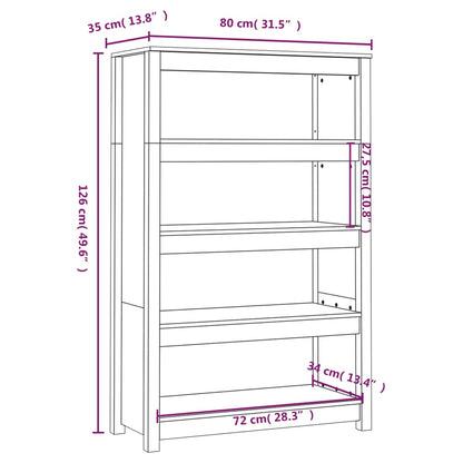 Libreria Nera 80x35x126 cm in Legno Massello di Pino