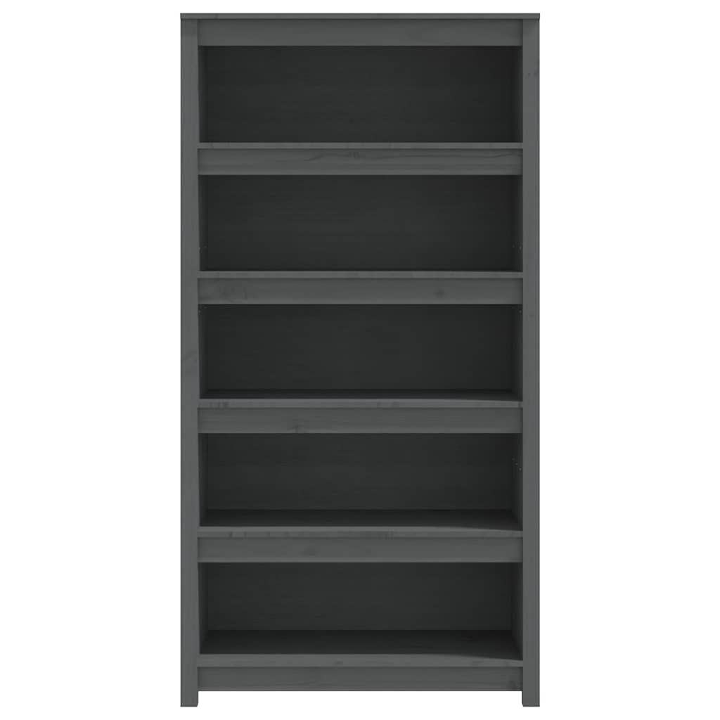 Libreria Grigia 80x35x154 cm in Legno Massello di Pino | homemem39