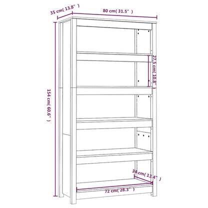 Libreria Grigia 80x35x154 cm in Legno Massello di Pino
