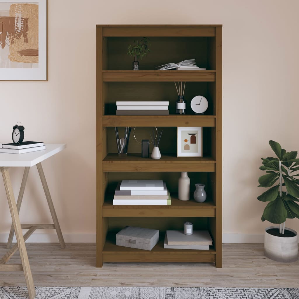 Libreria Marrone ambra 80x35x154 cm in Legno Massello di Pino