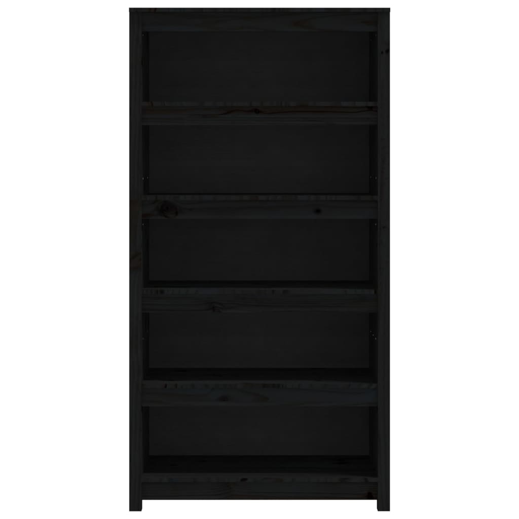 Libreria Nera 80x35x154 cm in Legno Massello di Pino