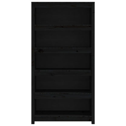 Libreria Nera 80x35x154 cm in Legno Massello di Pino