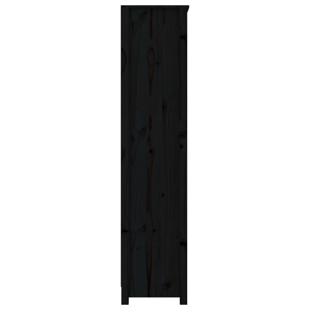 Libreria Nera 80x35x154 cm in Legno Massello di Pino
