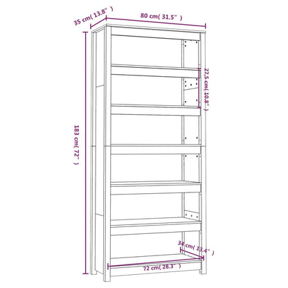 Libreria 80x35x183 cm in Legno Massello di Pino