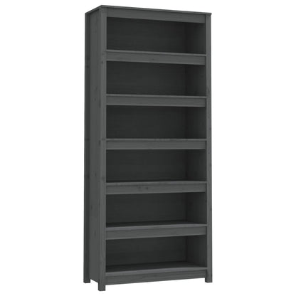 Libreria Grigia 80x35x183 cm in Legno Massello di Pino | homemem39