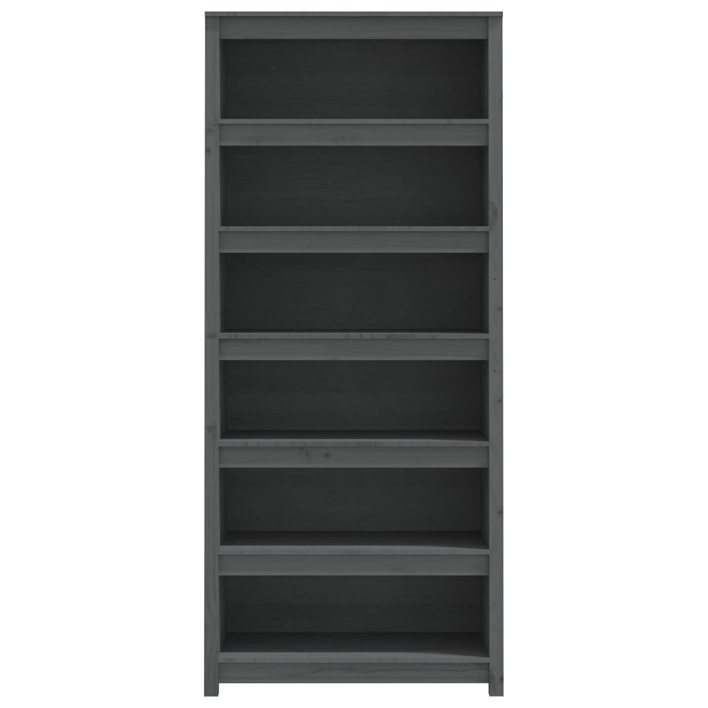 Libreria Grigia 80x35x183 cm in Legno Massello di Pino | homemem39