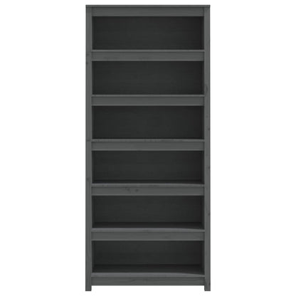 Libreria Grigia 80x35x183 cm in Legno Massello di Pino