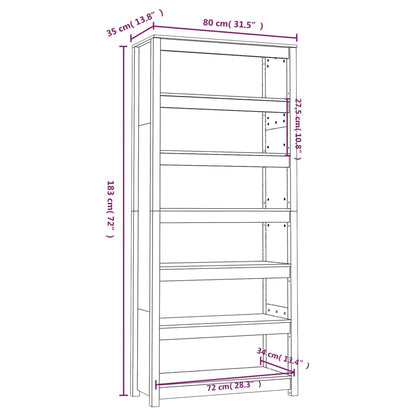 Libreria Grigia 80x35x183 cm in Legno Massello di Pino