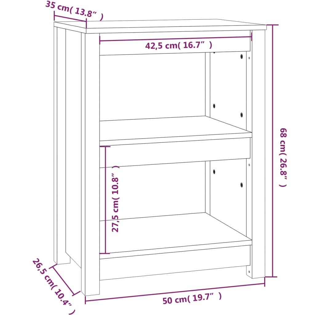 Libreria Marrone ambra 50x35x68 cm in Legno Massello di Pino