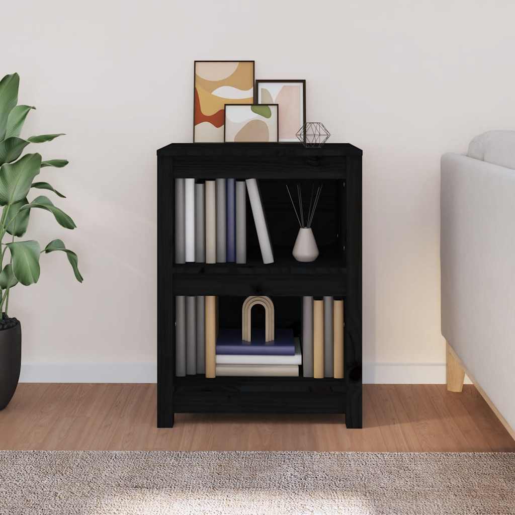 Libreria Nera 50x35x68 cm in Legno Massello di Pino | homemem39