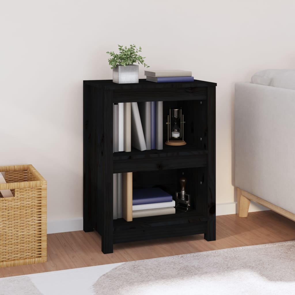Libreria Nera 50x35x68 cm in Legno Massello di Pino | homemem39