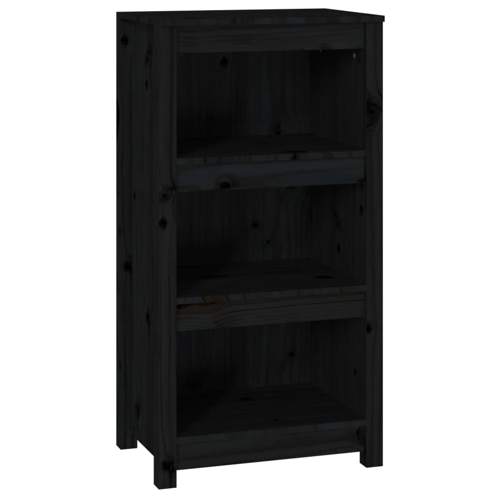 Libreria Nera 50x35x97 cm in Legno Massello di Pino | homemem39