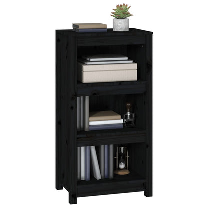 Libreria Nera 50x35x97 cm in Legno Massello di Pino