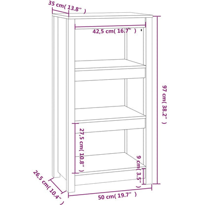 Libreria Nera 50x35x97 cm in Legno Massello di Pino