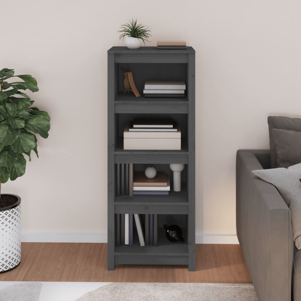 Libreria Grigia 50x35x125,5 cm in Legno Massello di Pino | homemem39