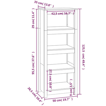 Libreria Grigia 50x35x125,5 cm in Legno Massello di Pino | homemem39