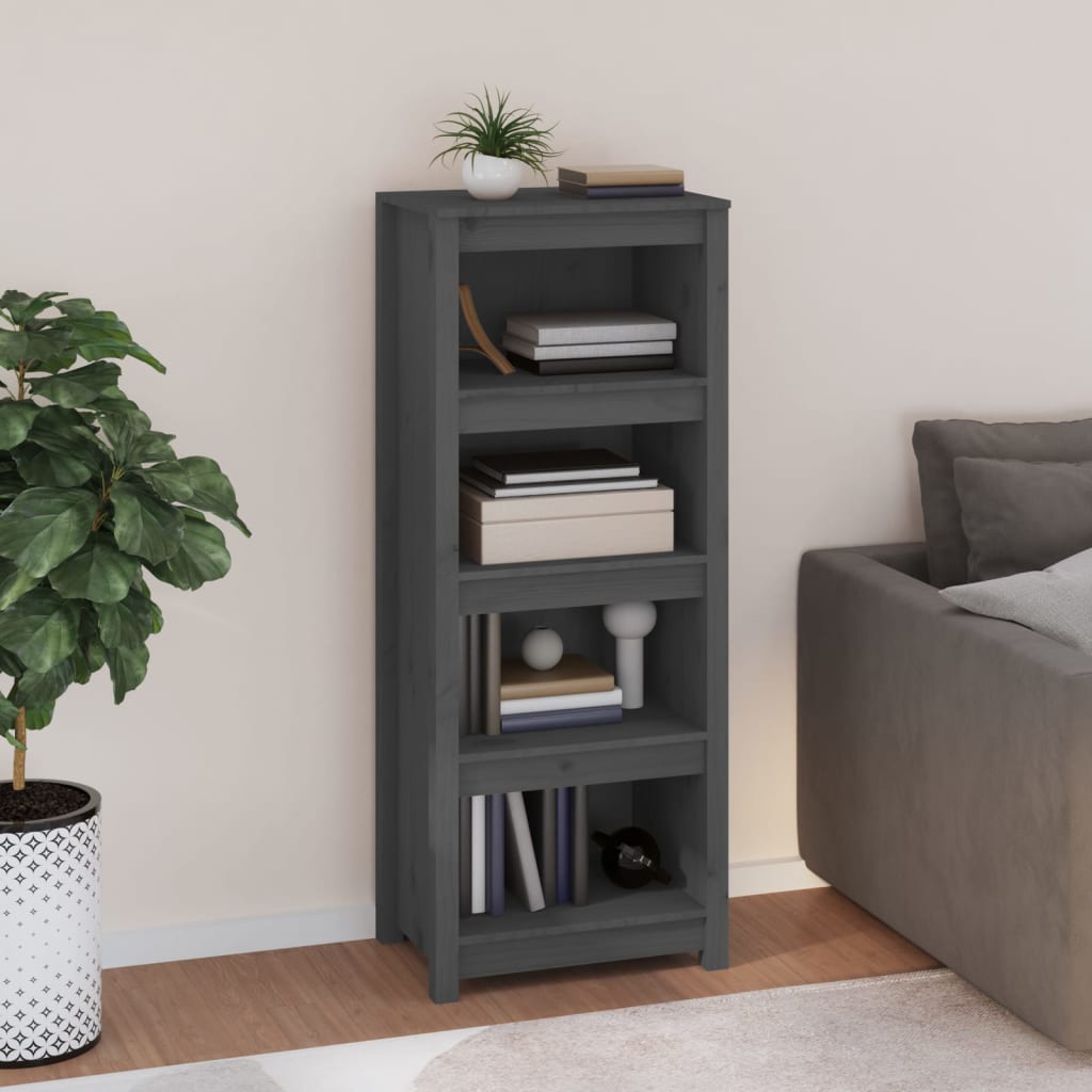 Libreria Grigia 50x35x125,5 cm in Legno Massello di Pino | homemem39