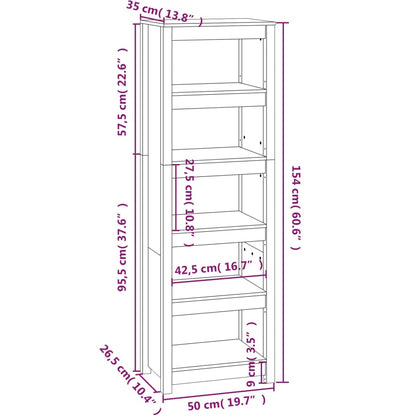 Libreria Grigia 50x35x154 cm in Legno Massello di Pino | homemem39