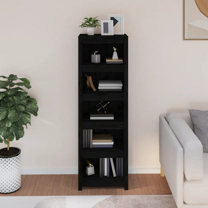 Libreria Nera 50x35x154 cm in Legno Massello di Pino | homemem39