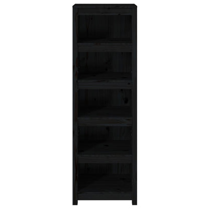 Libreria Nera 50x35x154 cm in Legno Massello di Pino