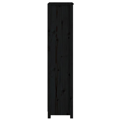 Libreria Nera 50x35x154 cm in Legno Massello di Pino