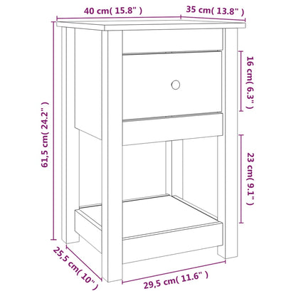 Comodino 40x35x61,5 cm in Legno Massello di Pino