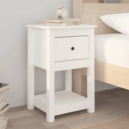 Comodini 2 pz Bianca 40x35x61,5 cm in Legno Massello di Pino | homemem39