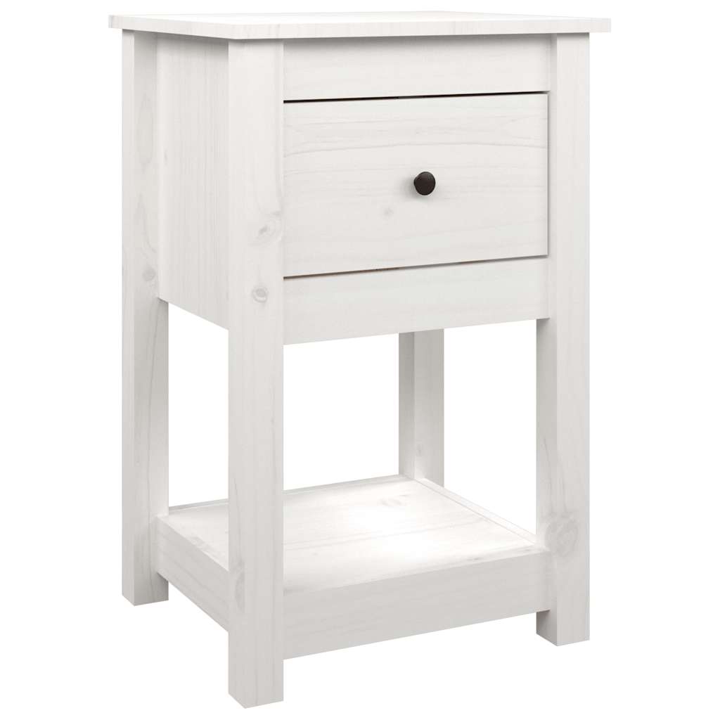 Comodini 2 pz Bianca 40x35x61,5 cm in Legno Massello di Pino | homemem39
