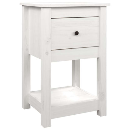 Comodini 2 pz Bianca 40x35x61,5 cm in Legno Massello di Pino | homemem39