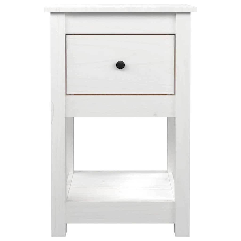Comodini 2 pz Bianca 40x35x61,5 cm in Legno Massello di Pino | homemem39