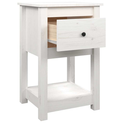 Comodini 2 pz Bianca 40x35x61,5 cm in Legno Massello di Pino | homemem39