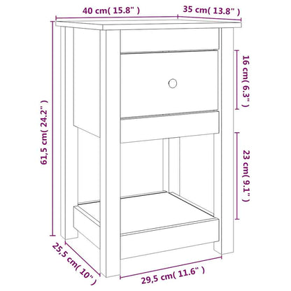 Comodini 2 pz Bianca 40x35x61,5 cm in Legno Massello di Pino | homemem39