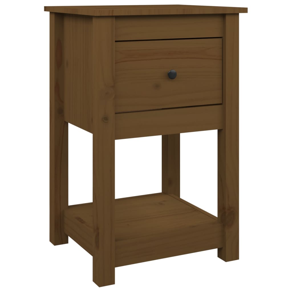 Comodino Marrone Ambra 40x35x61,5 cm in Legno Massello di Pino