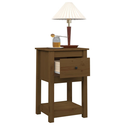 Comodino Marrone Ambra 40x35x61,5 cm in Legno Massello di Pino