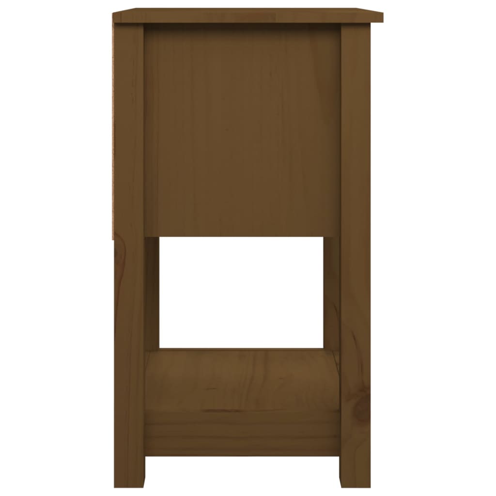 Comodino Marrone Ambra 40x35x61,5 cm in Legno Massello di Pino