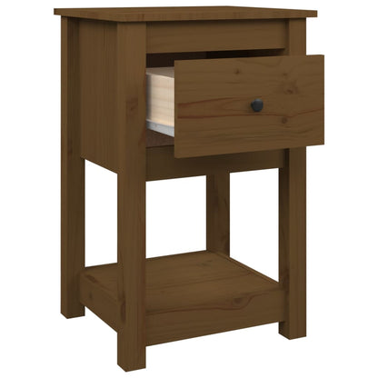 Comodino Marrone Ambra 40x35x61,5 cm in Legno Massello di Pino