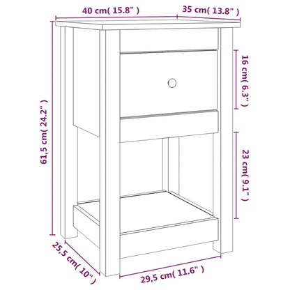 Comodino Marrone Ambra 40x35x61,5 cm in Legno Massello di Pino