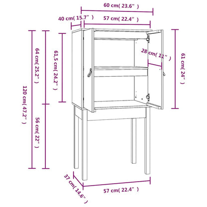 Credenza Marrone Ambra 60x40x120 cm in Legno Massello di Pino