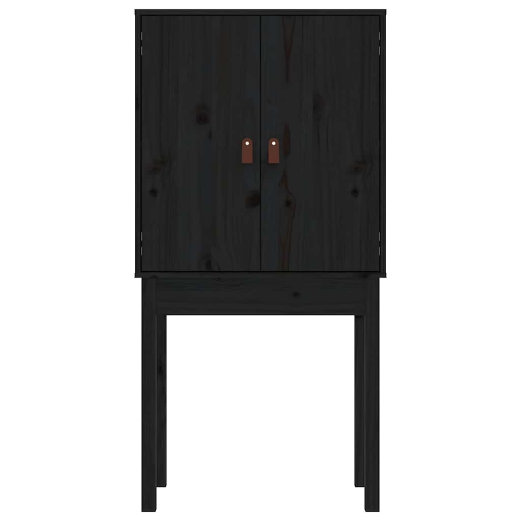 Credenza Nera 60x40x120 cm in Legno Massello di Pino