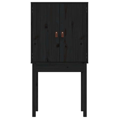 Credenza Nera 60x40x120 cm in Legno Massello di Pino