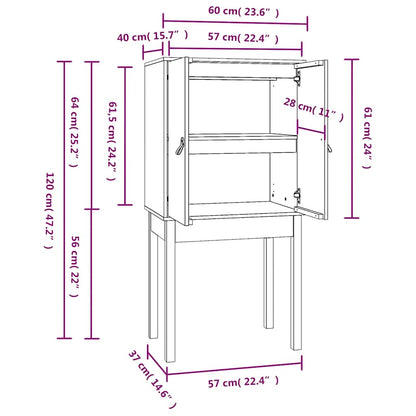 Credenza Nera 60x40x120 cm in Legno Massello di Pino