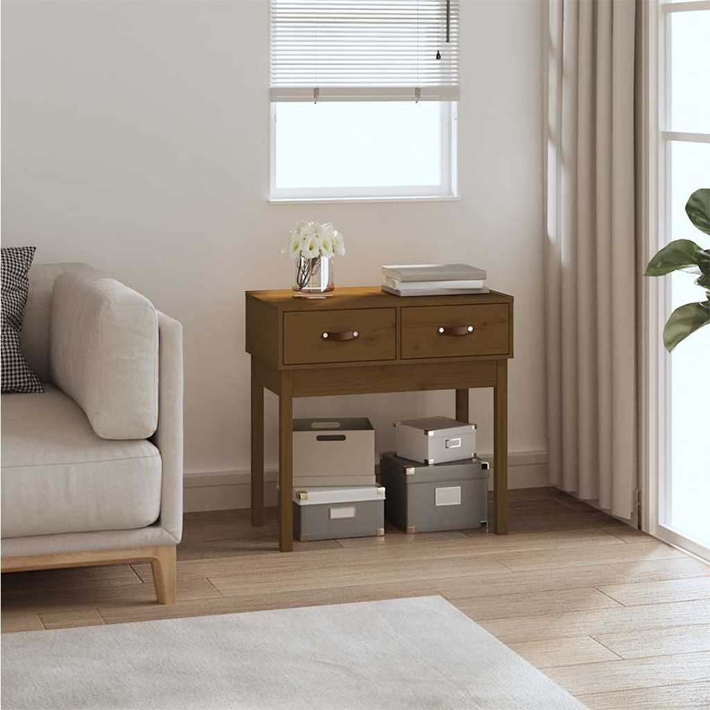 Tavolo Consolle Ambra 76,5x40x75 cm in Legno Massello di Pino