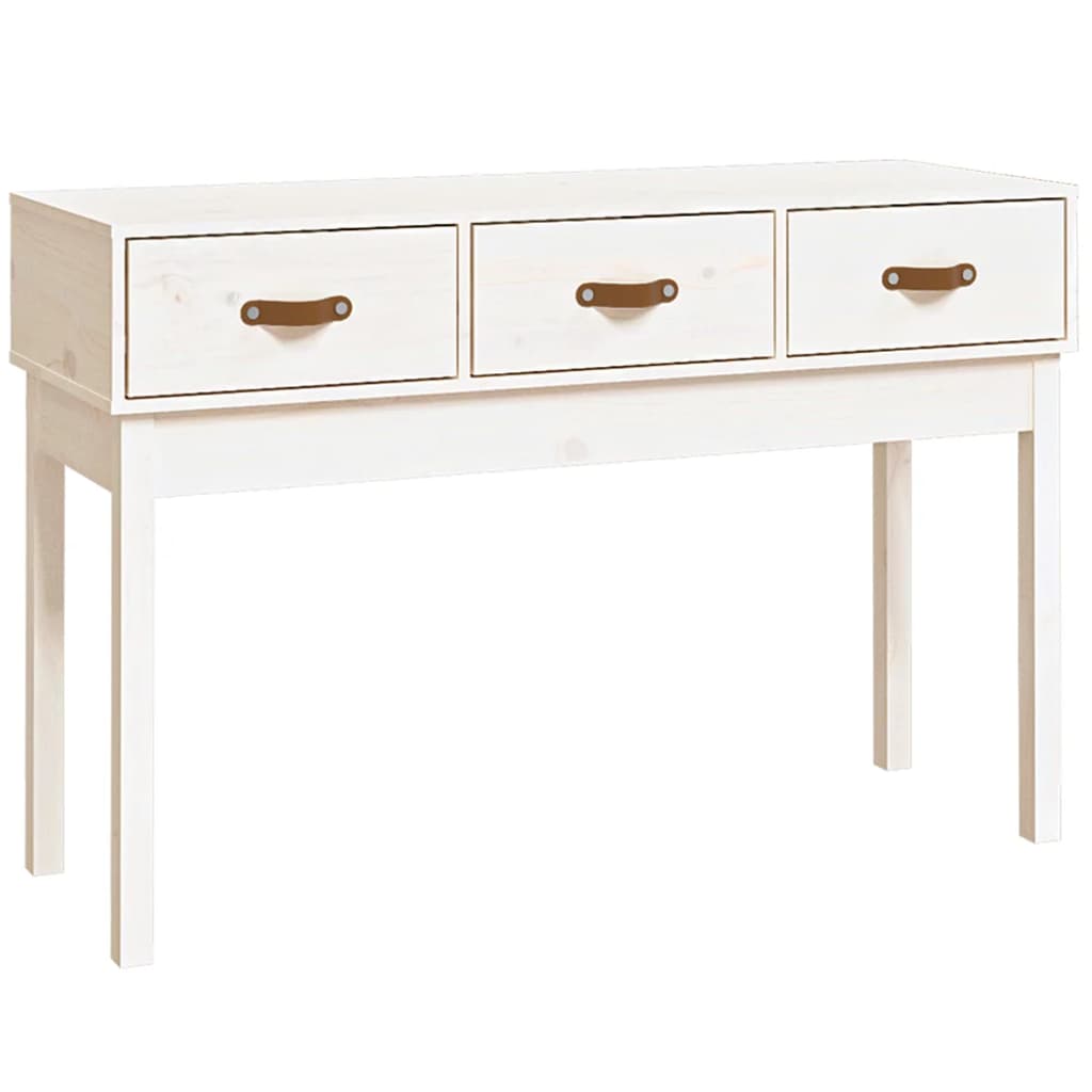 Tavolo Consolle Bianco 114x40x75 cm in Legno Massello di Pino - homemem39