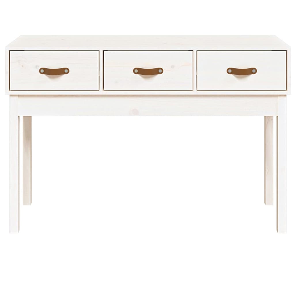 Tavolo Consolle Bianco 114x40x75 cm in Legno Massello di Pino - homemem39
