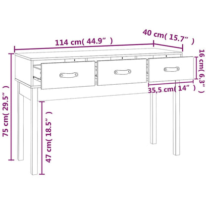 Tavolo Consolle Ambra 114x40x75 cm in Legno Massello di Pino