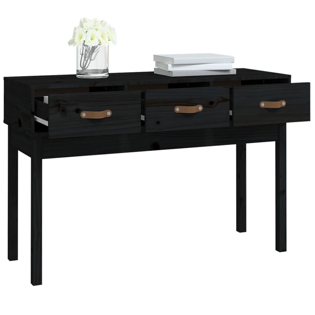 Tavolo Consolle Nero 114x40x75 cm in Legno Massello di Pino - homemem39